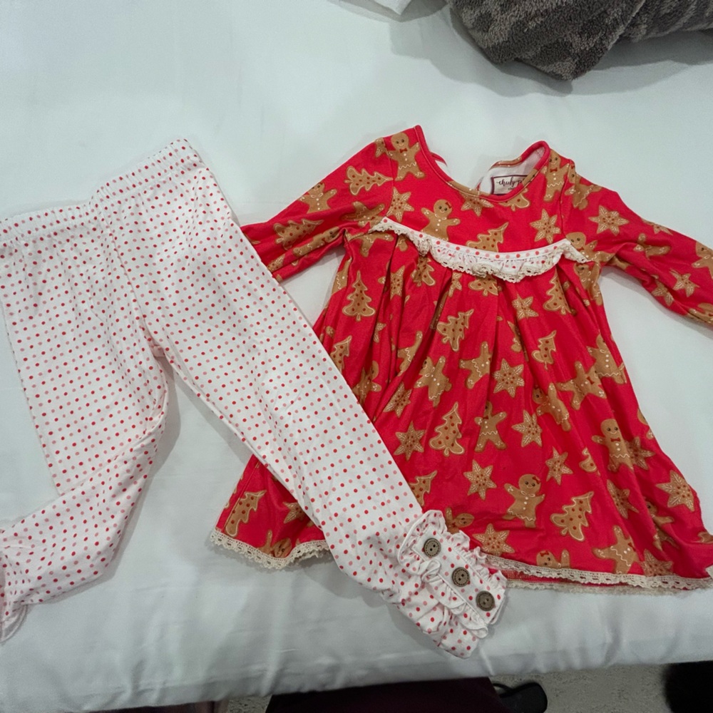Cheeky Plum Red and Gold Holiday Tunic Set